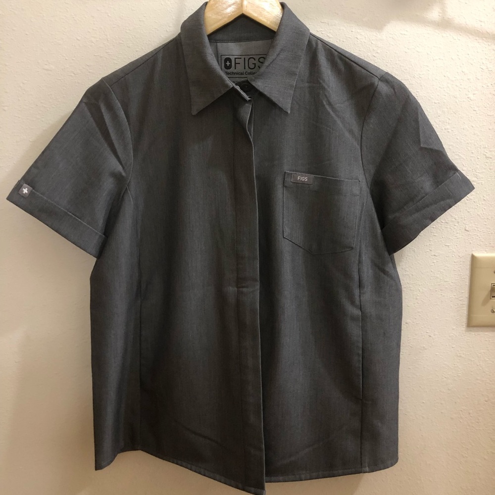 Figs Grey Gray Scrub Top XS